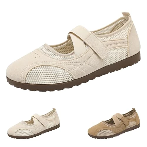 Offerta a tempo: Sneakers Donna Scarpe Comode Donna Antiscivolo Scarpe da Camminata Piedi Larghi Scarpe Basse Leggere Ballerine Donna con Cinturino Ballerine Donna Eleganti - 0.00% da 25.98 € a 25.98 €