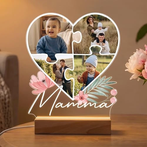 Offerta a tempo: Pictalia - Lampada Personalizzata con Foto - Regalo Festa Della Mamma - Stampa ad Alta Definizione - Regali Festa Della Mamma Personalizzato Originali - Luce Notturna con Foto e 2 Basi a Scelta - 0.00% da 17.99 € a 17.99 €