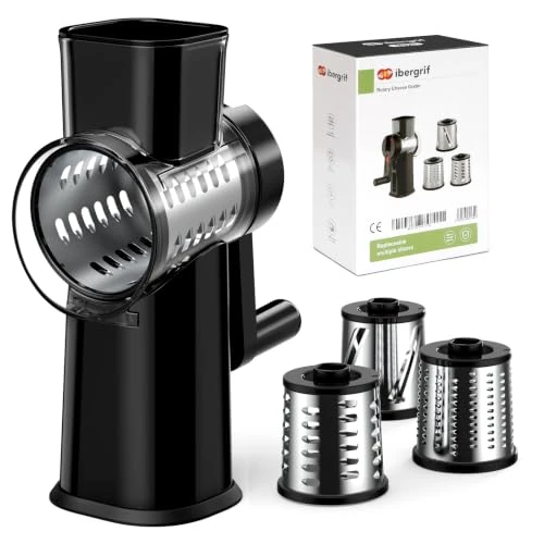 Offre limitée : Ibergrif MK527 Râpeuse Fromage Rotative, Coupe Légumes Manuel 3 Lames de 29.99 € à 22.99 € (23% de remise)