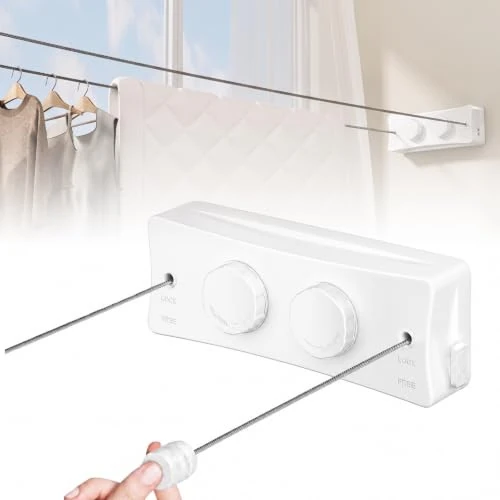 Offerta a tempo: VINATO Stendibiancheria Retrattile da Parete e Stendino Allungabile 5,1 m, Fili per Stendere il Bucato Esterno – Doppio Cavo Acciaio Inox 304, Carico 20 kg Anti-Cedimento, Salvaspazio per Balcone - 0.00% da 30.99 € a 30.99 €
