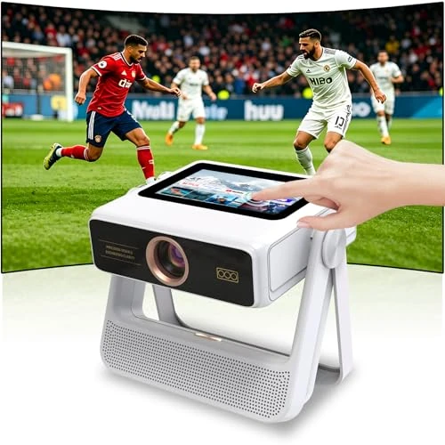 Offerta a tempo: Proiettore Smart Compatibile 4K, Videoproiettore Full HD 1080P con Touchscreen, Doppio Display, 1200 ANSI, Autofocus, WiFi 6 Bluetooth, 1000+ App, Audio 25W per Home Cinema Camera da Letto Campeggio - 0.00% da 249.99 € a 249.99 €