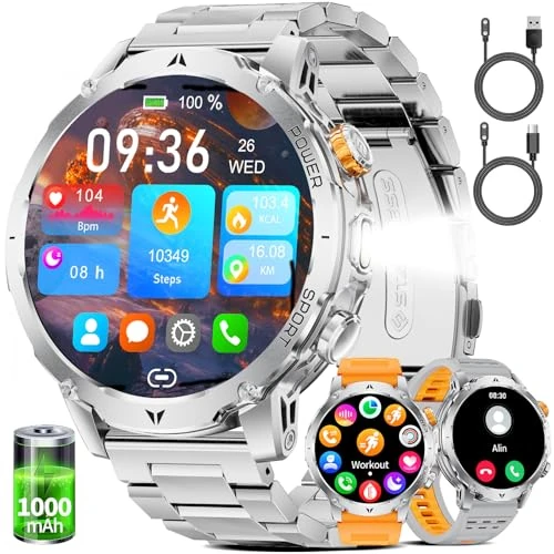 Oferta limitada: LIGE Reloj Inteligente Hombre con 1000 mAh/LED Linterna/Llamada Bluetooth, 1,7'' Smartwatch con 110+ Modos Deportivos, IP68 Impermeable, Android iOS, 3 Pulseras+2 Cargadores, EF24-B de 69.99 € a 69.99 € (ahorro 0.00%)