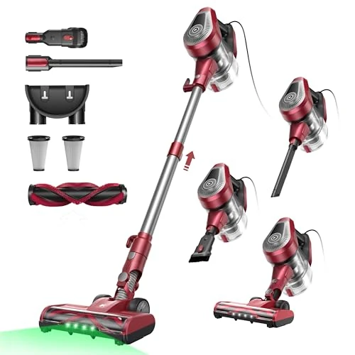 Offerta a tempo: Vexilar Upgrade C8 Aspirapolvere con filo 70KPa, LED 5 in 1 Aspirapolvere Verticale, Anti-groviglio, Cavo 7m, Ultra-leggero,Scopa Elettrica con Filo Potente per Tappeti/Pavimenti/Peli di Animali - 0.00% da 99.99 € a 99.99 €