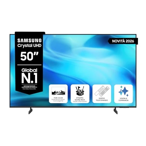 Offerta a tempo: Samsung Smart TV 50" UE50U8090HUXZT Crystal UHD, Crystal 4K Processor, HDR10+, PurColor, Motion Xcelerator, Dynamic Sound Pack, Gaming Hub, TV Plus, Knox Security, Vision AI, 2026 - 34% da 499.00 € a 327.00 €