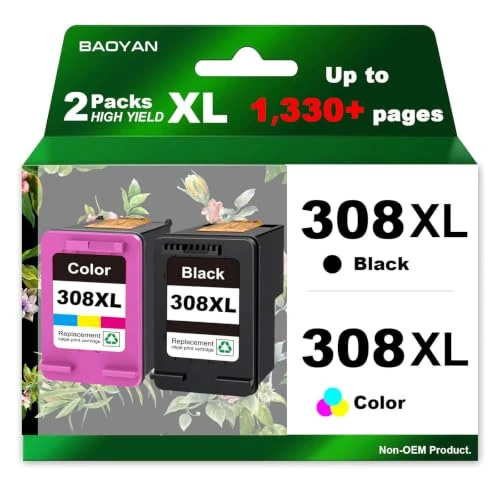 Offerta a tempo: 308XL Cartucce Multipack per HP 308 Sostituzione per Cartucce HP 308 Nero e Colore per HP Envy 6120e 6122e 6130e 6132e 6520e 6530e 6532e 6110e (1 Nero & 1 Colore) - 0.00% da 68.89 € a 68.89 €
