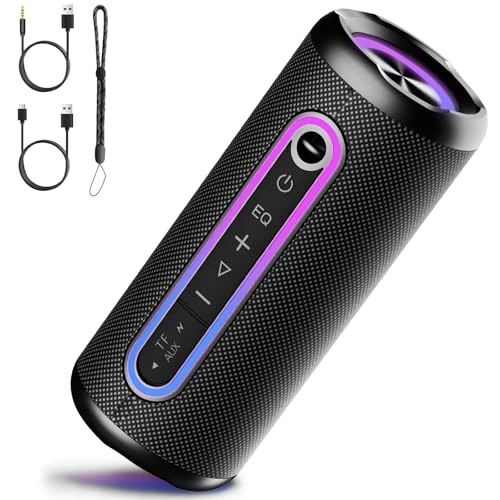 Oferta limitada: TIMU Altavoz Bluetooth 5.4, Altavoz Portatil Potente con 3 EQ Modos, 3 Luces RGB Regulables, 24H de Reproducción Bluetooth Speaker con Emparejamiento TWS, Impermeable IPX7, Apoya Micro SD AUX de 99.99 € a 24.99 € (ahorro 75%)