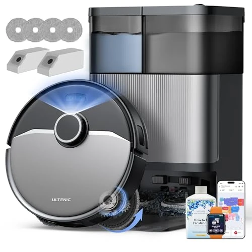 Offerta a tempo: Ultenic MX50 Robot Aspirapolvere e Lavapavimenti, 20.000 Pa, Stazione All-in-One con Svuotamento Auto 90 Giorni, Navigazione Laser dToF, Doppi Panni Estensibili e Sollevabili, Lavaggio Moci a 65°C, - 15% da 469.99 € a 399.99 €