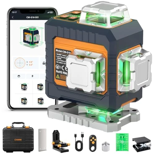 Offerta a tempo: Livella Laser 4x360° Autolivellante, CIGMAN 4D Laser Verde Intelligente con App & Telecomando, Livello Laser Professionale per Edilizia, Piastrelle, Intelaiatura, Controsoffitti – CMG16 - 0.00% da 169.99 € a 169.99 €