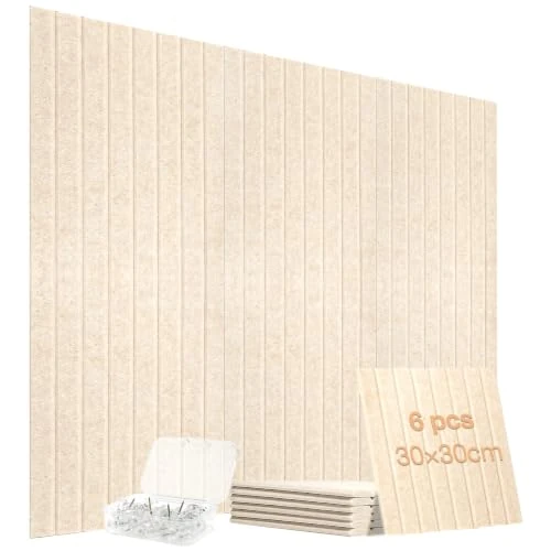 Zeitlich begrenztes Angebot: VINATO Pinnwand aus Filz, 6er-Pack 9 mm Dicke Filzfliesen (30x30 cm) – Selbstklebend, Akustikpaneele, Schallschutz, Korktafel-Ersatz, für Büro, Zuhause, Schlafzimmer (Beige) von 16.99 € auf 16.99 € (0.00% Rabatt)