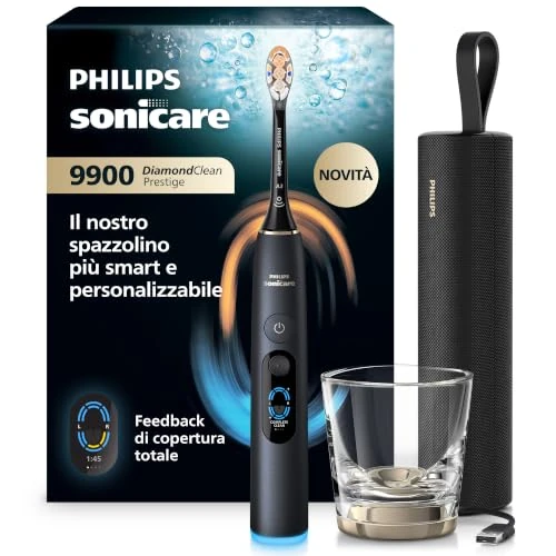 Oferta limitada: Philips Sonicare Next-Generation DiamondClean 9900 Prestige Cepillo de dientes eléctrico - con SenseIQ, Smart Coverage Feedback, Smart Pressure Feedback y 24 ajustes, negro cuarzo, HX9813/92 de 449.99 € a 359.99 € (ahorro 20%)