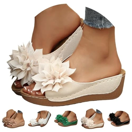 Offerta a tempo: Whmowvn Zeppa Donna Estiva - Ciabatte Tacco Inclinato Sandali Anatomiche Ortopediche Pantofole Con Fiori Slide Eleganti Comodi Morbide Slippers Antiscivolo Leggere Traspirante Ciabattine Per Casa - 0.00% da 31.98 € a 31.98 €