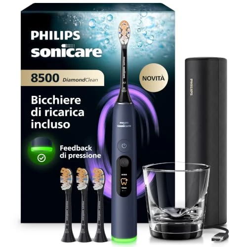 Tijdelijke aanbieding: Philips Sonicare Next-Generation DiamondClean 8500 Elektrische Tandenborstel– met Smart Pressure Feedback en 18 Standen, Donkerblauw, HX8515/13 van 449.99 € naar 249.99 € (44% korting)