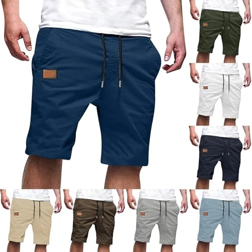Limited-time offer: Generico Men's Cargo Shorts with Drawstring, Short Work Trousers, Solid Colour, Summer Bermuda Shorts with Pockets Casual Hiking Shorts Breathable Vacation Leisure Shorts, 01#Dark Blue, S from 26.06 £ to 26.06 £ (save 0.00%)