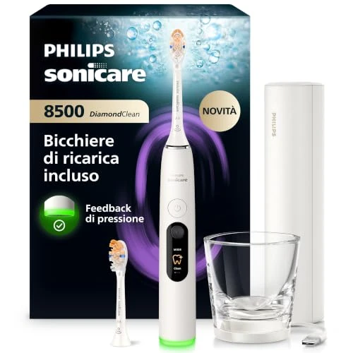Offerta a tempo: Philips Sonicare Next-Generation DiamondClean 8500 Spazzolino elettrico - con Feedback di pressione, 18 impostazioni, bianco polvere, HX8514/11 - 42% da 429.99 € a 249.99 €