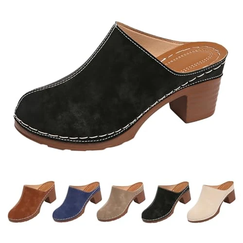 Offerta a tempo: Whmowvn Pantofole Donna Con Tacco Eleganti - Slippers Tacco Largo Ciabattine Con Zeppa Bassa E Plateau Slide Anatomiche Ortopediche Pantofole Chiusa Sandali Ciabatte Per Camminare E Andare - 0.00% da 29.98 € a 29.98 €