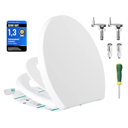 Limited-time offer: SONGMICS PP Plastic Toilet Seat, Oval-Shaped, with Child Seat, Soft Close | Universal PP Plastic Toilet Seat, with Handle, Built-In Child Seat, 300 kg High Load, Heavy-Duty, BTL004WZ01 from 18.99 £ to 18.99 £ (save 0.00%)