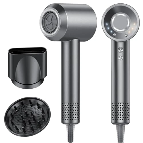 Offerta a tempo: Asciugacapelli, 160.000 Giri/min Phon Capelli Professionale con 500 Milioni Ioni Negativi, 3 Velocità & 4 Temperature, Basso Rumore, Diffusore Magnetico e Ugello Inclusi - 54% da 129.99 € a 59.99 €