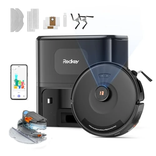 Offerta a tempo: Redkey D8 Pro Aspirapolvere Robot Lavapavimenti, 38000Pa Aspirapolvere Robot con Mappatura, Anti-Avvolgimento Peli, Navigazione LiDAR, Robot 4-in-1 Aspira e Lava per Pavimenti/Moquette - 13% da 299.99 € a 259.99 €