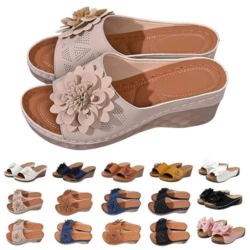 Offerta a tempo: Uwdiohq Sandali Donna Ortopedici Zeppa Fiore - Antiscivolo, Traspiranti, Leggeri, Comode Ciabatte da Spiaggia con Platform Traforato e Punta, Ideali per Outdoor Estivo A Beige 40 - 0.00% da 14.99 € a 14.99 €
