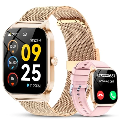 Zeitlich begrenztes Angebot: CASCHO Smartwatch Damen mit Telefonfunktion, 1.85" HD Uhren mit Herzfrequenz SpO2 Schlafmonitor Schrittzähler, 120+ Sportmodi Fitnessuhr, IP68 Fitness Tracker, Smart Watch Kompatibel für Android iOS von 35.99 € auf 34.19 € (5%