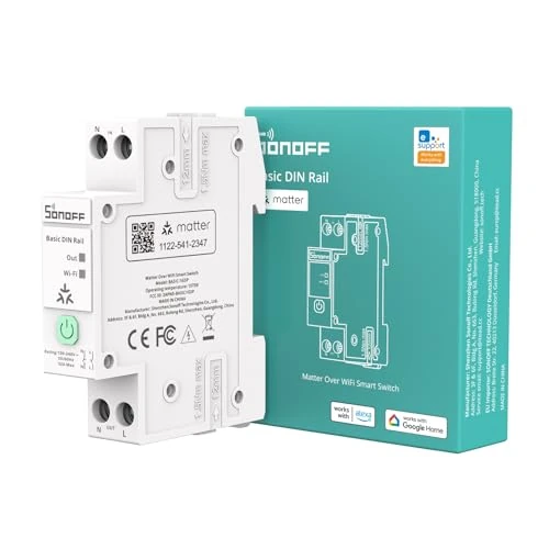 Tijdelijke aanbieding: SONOFF Basic DIN Rail (BASIC-1GSP) WiFi Smart Schakelaar DIN Rail, Matter Smart Home Besturing, 32A voor Groepenkast, Werkt met Alexa Google Home Home Assistant van 20.23 € naar 17.20 € (15% korting)