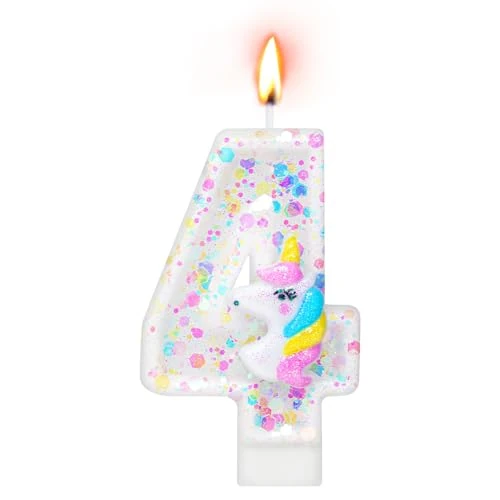 Offre limitée : Alaoo Bougie d'anniversaire 4 Ans, Bougie Numéro Licorne de 5.99 € à 5.99 € (0.00% de remise)