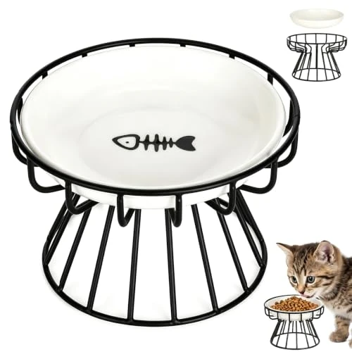 Offre limitée : VINATO Gamelle Surélevée pour Chat avec Support Métallique de 15.59 € à 15.59 € (0.00% de remise)