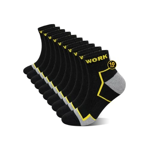 Offre limitée : ZFSOCK Chaussettes Travail Homme Courte: Socquettes Anti Ampoule Renforcées Talon & Pointe Soutien de la Voûte Plantaire Semelle Rembourrée Pour Chaussure de Sécurité Basses 10 Paires Noir 47-50 de 21.24 € à 20.17 € (5% de remise)