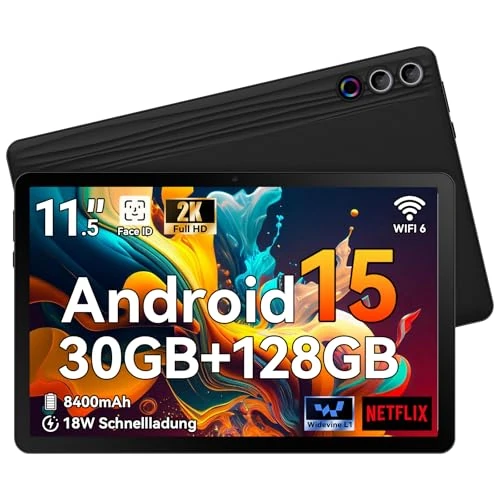Offre limitée : Gleeso Tablette｜11,5 Pouces Tablette Android 15｜30GB RAM Carte TF 1TB, Tablettes Android avec Déverrouillage Facial｜Widevine L1｜BT 5.4 / WiFi 5G｜Double caméra 13MP, Tablette PC OTG - Noir de 169.99 € à 169.99 € (0.00% de remise)