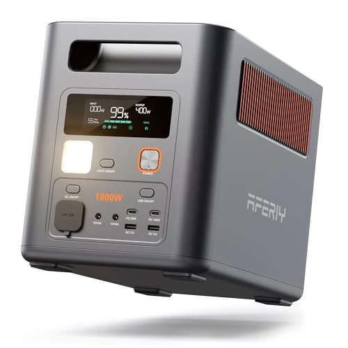 Offre limitée : AFERIY 1800W 1024Wh Station Électrique Portable, P180 Pro Générateur Électrique Solaire, Extensible à 5120Wh, Recharge Rapide 0-80% en 36 Min, Batterie Nomade, UPS, BMS, pour Camping, RV, Vacances de 799.00 € à 799.00 € (0.00% de remise)