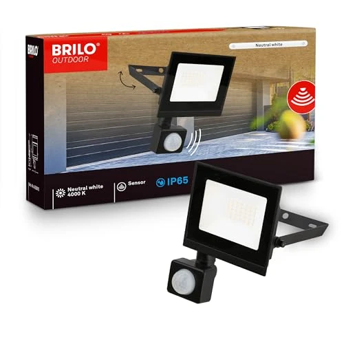 Offerta a tempo: BRILONER - Faretto LED da esterno con sensore di movimento, luce bianco neutro, 20W 1800 lm, orientabile, IP65 resistente a polvere e getti d’acqua, faro per giardino e garage, 11 x 17 x 4 cm, Nero - 7% da 13.95 € a 12.95 €
