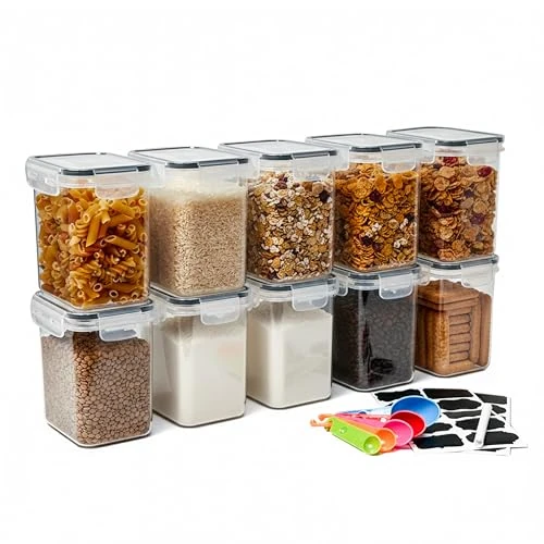 Tijdelijke aanbieding: Baroni Home Set van 10 luchtdichte voedselcontainers, 1,4 l, organizer met deksel, bordetiketten, marker en maatbeker, vaatwasmachinebestendig van 24.99 € naar 24.99 € (0.00% korting)