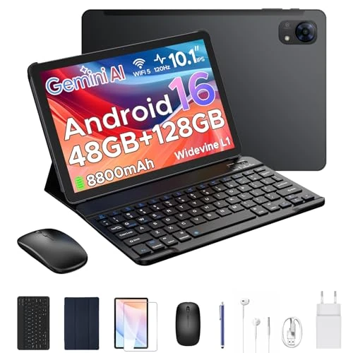 Offerta a tempo: P10 Pro Tablet Android 16, Tablet 10 Pollici con Gemini AI, 120Hz, Octa-Core T7250, 48GB RAM+128GB ROM/2TB TF, 8800mAh, 13MP+5MP, Face ID/GPS/FM/Jack 3,5 mm, Tablets con Tastiera e Penna, Nero - 19% da 209.99 € a 169.99 €