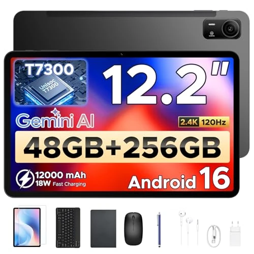 Offre limitée : BIRDCLAW P12 Pro Tablette 12 Pouces, 12000 mAh Tablette Android 16, 48Go RAM+256Go ROM/2To TF, T7300 Octa-Core, Gemini AI, 2,4K/120Hz, 13MP, 4G LTE/Face ID/OTG/GPS/FM, Tablette avec Clavier et Stylet de 279.99 € à 279.99 € (0.00% de remise