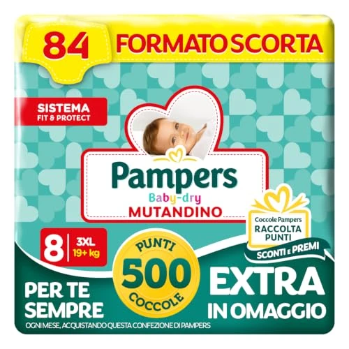 Offerta a tempo: Pampers Baby Dry Mutandino 3XL, Taglia 8 (19+ kg), 84 Pannolini Bambino - 20% da 56.61 € a 45.29 €