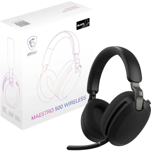 Offerta a tempo: msi MAESTRO 500 WIRELESS BLACK Cuffie - Cancellazione Attiva del Rumore, Modalità Trasparenza, 2.4GHz a Bassa Latenza, Bluetooth 5.4, Cablato 3.5mm, Microfono Flip-to-Mute, Batteria 90+ Ore - 21% da 69.99 € a 54.99 €