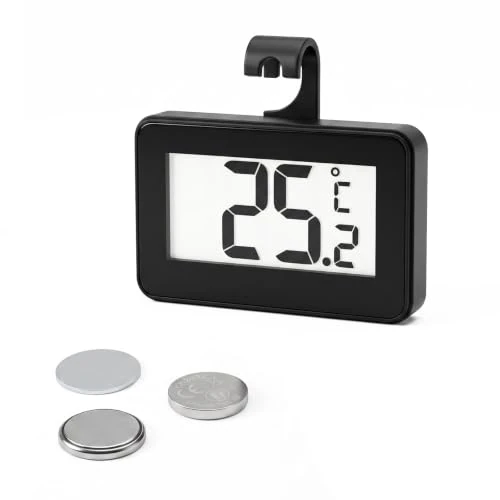 Offerta a tempo: Romon Termometro, Nero Termometro Digitale con Gancio, Magnete e Display LCD – Termometro per Congelatore per Frigorifero, Congelatore - 0.00% da 6.29 € a 6.29 €