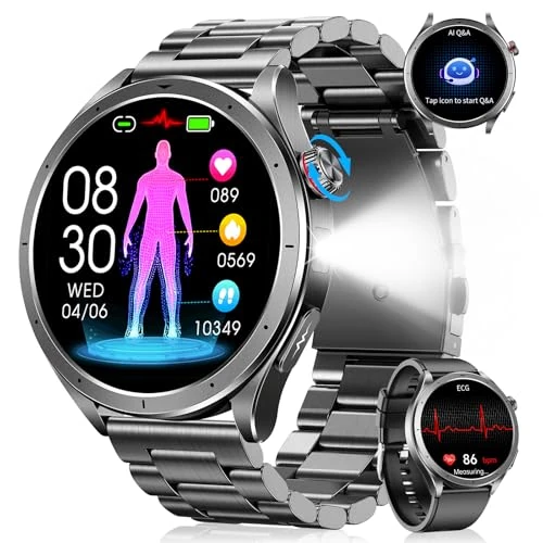 Oferta limitada: Reloj Inteligente Hombre con ECG+HRV, AI-GPT Smartwatch Hombre Militar con Llamadas 5.4, Presión Arterial, Pulsómetro, SpO2, Monitor de Sueño, 120+ Modos Deportivos Pulsera Actividad Android iOS Negro de 129.99 € a 89.99 € (ahorro 31%)