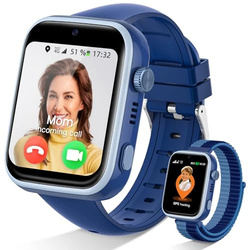 Offerta a tempo: SWGOTA Smartwatch Bambini, Orologio Intelligente 4G Telefono&GPS, Chat Vocale/WhatsApp/SOS/SMS/WiFi/Impermeabilità IP68/Modalità Scuola/5 Sportive/Contapassi, Smart Watch Ragazzi/Ragazze Blu (Regalo) - 0.00% da 89.99 € a 89.99 €