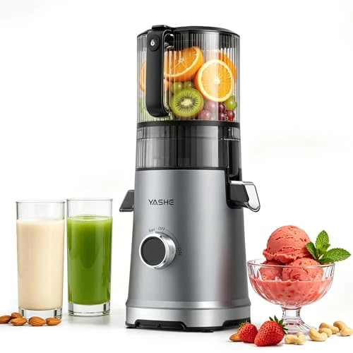 Zeitlich begrenztes Angebot: YASHE Entsafter, 600W Slow Juicer mit 150mm Extra Großem Einfüllschacht aus Edelstahl, Saftpresse für ganze Früchte & Gemüse, Sorbet & Nussmilch, Hohe Saftausbeute, Leicht zu reinigen von 139.99 € auf 139.99 € (0.00% Rabatt)