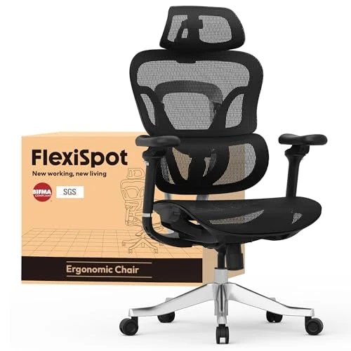 Offerta a tempo: FLEXISPOT Sedia Ergonomica da Ufficio Gaming ErgoX Max, Poggiatesta 4D, Braccioli 5D, Schienale e Supporto Lombare Integrati, Portata 300 kg, Nero - 5% da 389.49 € a 370.02 €