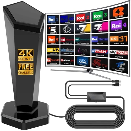 Offerta a tempo: Antenna TV Interna, Antenna Tv Interna Amplificata Potente - 0.00% da 29.99 € a 29.99 €