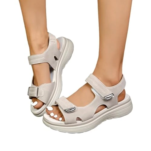 Offerta a tempo: Generico Sandali Ortopedici Donna Estive Eleganti Comodi Versatili Sandali con Adjustable Strappo Leggeri Sandalo con Zeppa Punta Aperta Antiscivolo Scarpe Trekking Sportivi Grigio 39 - 0.00% da 23.98 € a 23.98 €