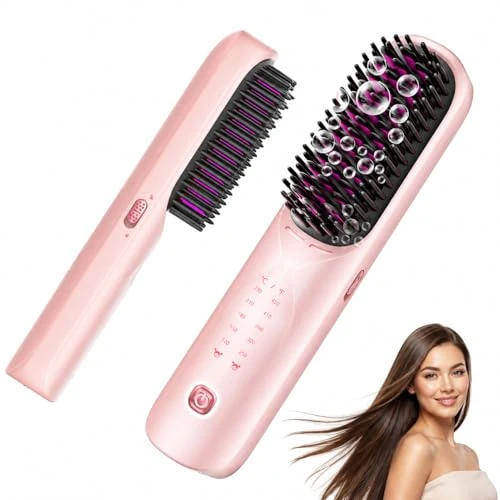 Offerta a tempo: Bopcal Spazzola Lisciante per Capelli 10000mAh - 3 in 1 Spazzola Lisciante Senza Fili 300 Milioni di Ioni, Riscaldata 30S, Ceramica antiscottatura, Viaggio, Portatile e Powerbank JDS1 - 56% da 159.99 € a 69.99 €