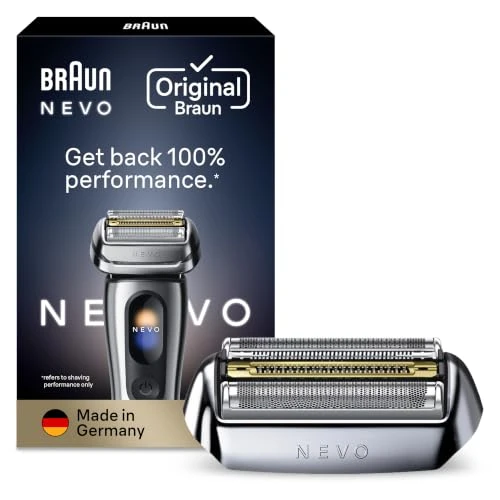 Offerta a tempo: Braun Testina di Ricambio ORIGINALE Per Rasoio Elettrico Barba NEVO, Recupera il 100% delle Prestazioni, Argento - 45% da 99.99 € a 54.99 €