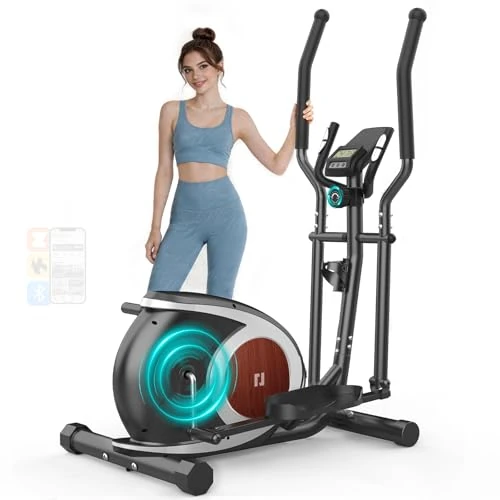 Offerta a tempo: Ellittica da Casa, Ellittiche con 16 Livelli di Resistenza Magnetica, Display LCD con Bluetooth e Ruote di Trasporto, Attrezzo per L'allenamento Completo del Corpo a Casa con Portabottiglia (Nero) - 37% da 259.99 € a 162.90 €