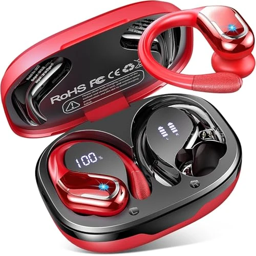 Offerta a tempo: Cuffie Bluetooth Sport, 75 Ore Auricolari Bluetooth 5.4 con 4 ENC Mics, Stereo Cuffie Wireless Antirumore, IP7 Impermeabili Cuffiette Bluetooth con Display LED, Cuffie Senza Filo per Palestra/Running - 67% da 89.99 € a 29.99 €