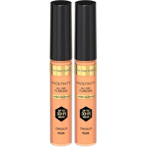 Offerta a tempo: Max Factor Correttore Facefinity All Day Flawless, Correttore liquido, Formula vegan, Tenuta fino a 30 ore - 050, 7,8 ml (Confezione da 2) - 65% da 30.00 € a 10.60 €