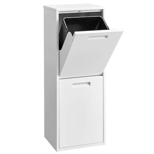 Offerta a tempo: SONGMICS Pattumiera Differenziata, 2 x 17 L, 2 Scomparti, Acciaio | Pattumiera con Coperchio, 34,7 x 24,1 x 92,1 cm, Antiribaltamento, Cucina, Bianco, Collezione Berend, LTB736WZ01 - 10% da 109.99 € a 98.99 €