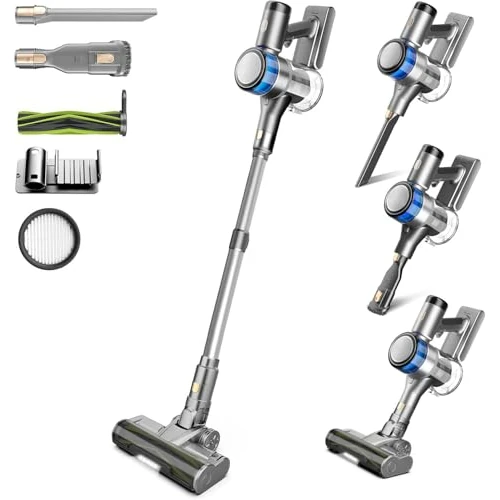 Offerta a tempo: Dzaki Aspirapolvere Senza Fili, Scopa Elettrica Senza Fili Potente 45Kpa, 55Min Autonomia, Batteria Rimovibile, Display LED per Peli Animali Tappeti Pavimenti (Doré) - 67% da 299.99 € a 99.99 €